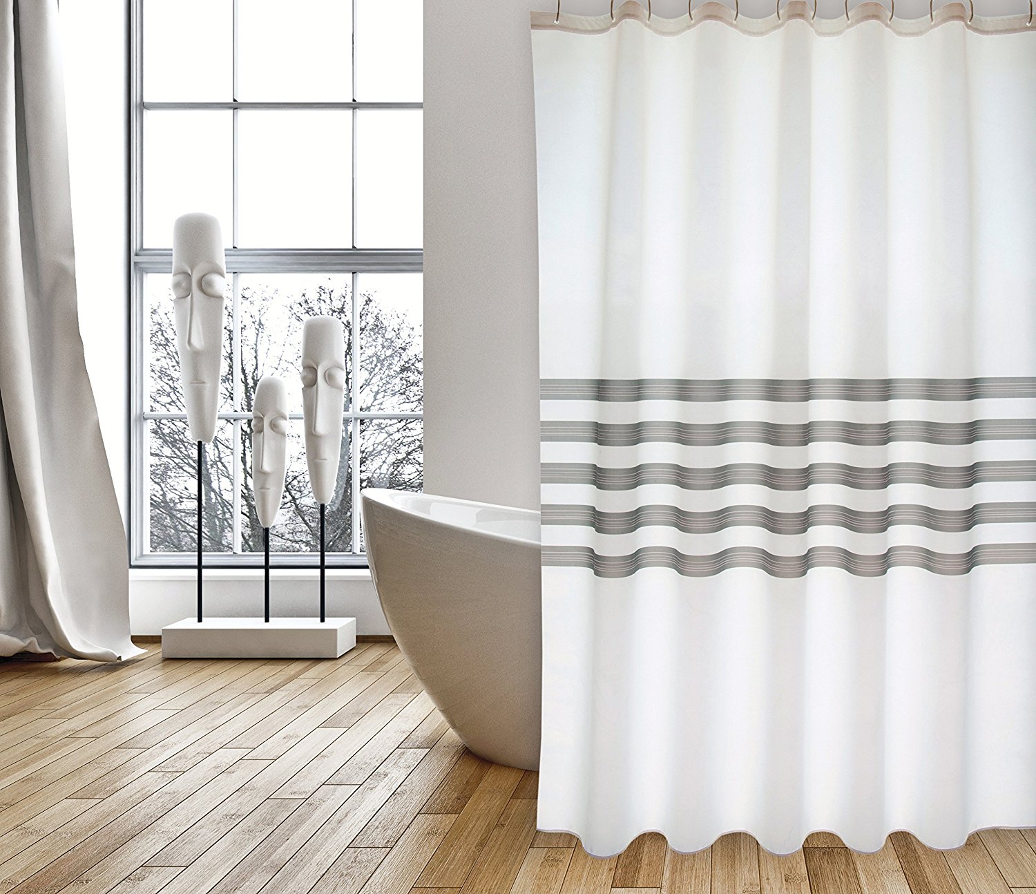 Msv Polyester Shower Curtain 180x200cm Premium Jessen Charcoal